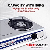 Happy Home HH2 Stainless Steel Double Burner Gas Stove – Durable & Portable 2-Burner Tabletop Gas Cooker for Home, Kitchen, Camping, and Outdoor Cooking