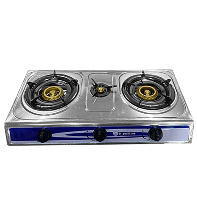 Happy Home HH3 Stainless Steel 3-Burner Gas Stove – Heavy-Duty & Portable Triple Burner Gas Cooker for Home, Kitchen, Outdoor, and Commercial Cooking