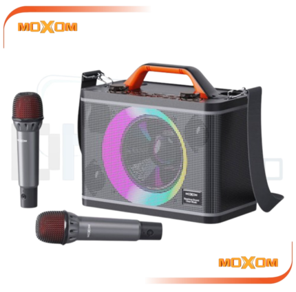 MOXOM MX-SK65 Wireless Karaoke Speaker – 25W High-Power Portable Bluetooth Speaker with Dual Microphones, Deep Bass 5.25" Sackbut, Dual 40mm Tweeters, Bluetooth V5.0+EDR, 10m Range