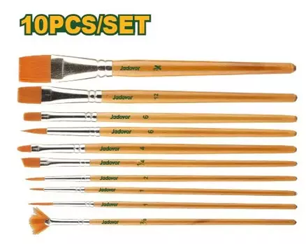 JADEVER 10-Piece Professional Artist Paint Brush Set with Nylon Bristles – Round, Flat, Fan & Angled Tips