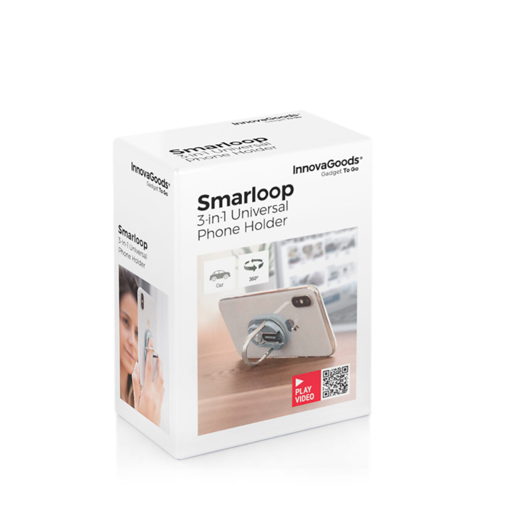 InnovaGoods Universal 3-In-1 Mobile Holder Smarloop, V0103262, Durable plastic with rubberized grip features, Compatibility: Suitable for most smartphone sizes InnovaGoods Universal 3-In-1 Mobile Holder Smarloop, V0103262, Durable plastic with rubberized grip features, Compatibility: Suitable for most smartphone sizes