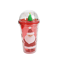 Christmas Water Tumbler 480ml Plastic Glitter Double Walled Cup 3d Tree On Top Christmas Water Tumbler 480ml Plastic Glitter Double Walled Cup 3d Tree On Top