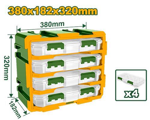 Jadever JDTB8344 Modular Storage Tower – 4‑Piece Transparent Organizer System