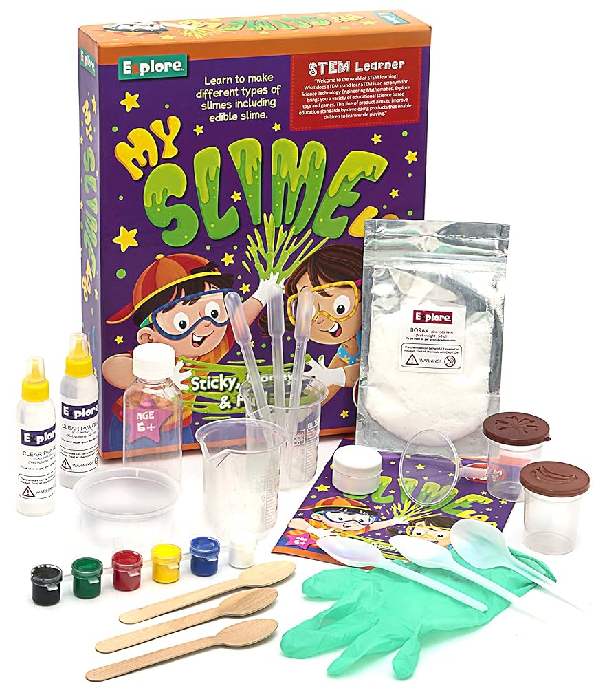 Explore STEM Learner “My Slime” Educational Science Kit – Fun DIY Slime Making Set for Kids Aged 6+, Includes All Ingredients and Tools to Create Sticky Explore STEM Learner “My Slime” Educational Science Kit – Fun DIY Slime Making Set for Kids Aged 6+, Includes All Ingredients and Tools to Create Sticky