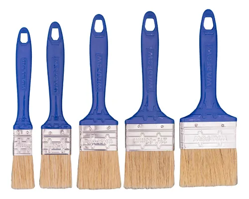 5 Pcs Water-Based Paint Brush Set with Plastic Handle – Assorted Sizes 1" to 3" – Made with 100% PET Bristles – Ideal for Smooth Water-Based Paint Application