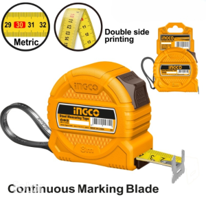 Yellow ABS Plastic Measuring Tape 5m x 19mm – Metric-Only Tape Measure with One-Stop Button, Durable ABS Housing, Compact Design, Smooth Retraction, Packed with Plastic Hanger