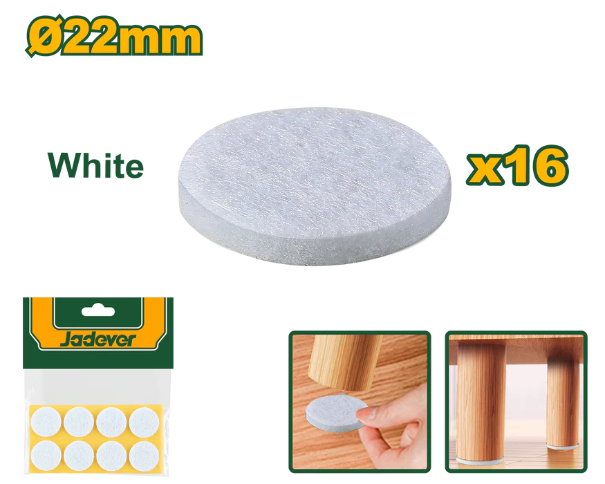 Jadever JDPAS1106 24-Piece Round Plastic Pads Set – φ28mm White Anti-Slip Protective Pads, 3mm Thick Furniture Surface Protectors for Floors, Walls, and Household Applications