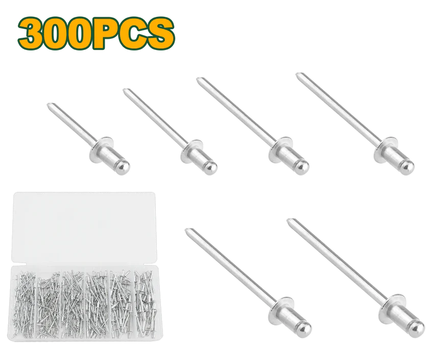 Jadever JDREZ511 300Pcs Rivet Assortment Set – Aluminum & Carbon Steel Construction, Anodized and Galvanized Surface Treatment, Durable Multi-Size Blind Rivets for Industrial