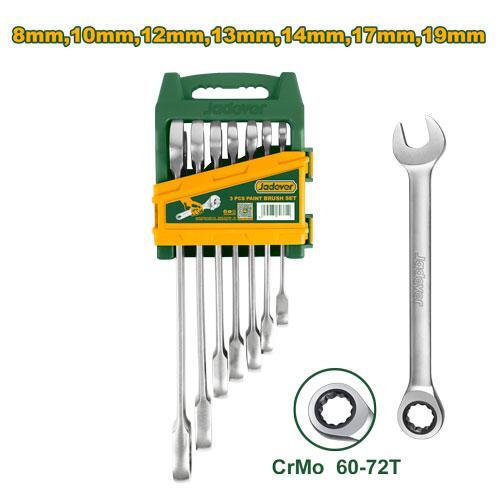 Jadever JDSP4207 – Professional 7-Piece Ratchet Combination Spanner Set (Metric 8–19 mm)