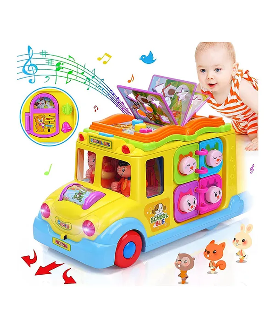 HOLA BO Musical Activity School Bus – Interactive Learning Toy with Lights Sounds Shape‑Sorting HOLA BO Musical Activity School Bus – Interactive Learning Toy with Lights Sounds Shape‑Sorting