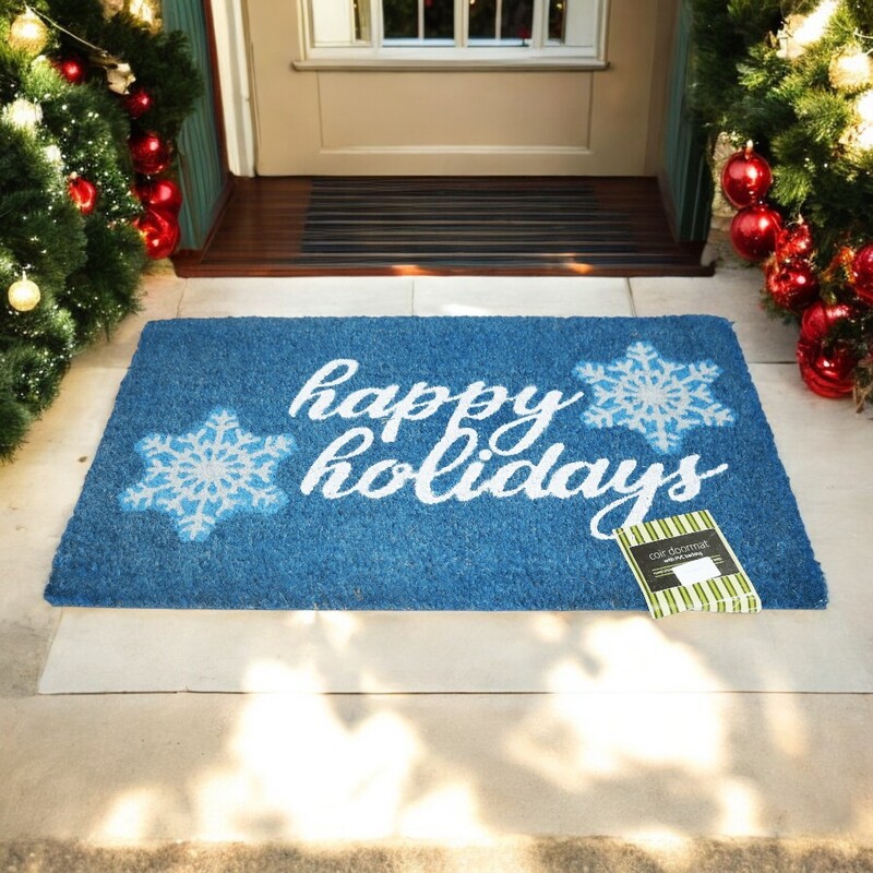 Coir Doormat with PVC Backing - Happy Holiday Coir Doormat with PVC Backing - Happy Holiday