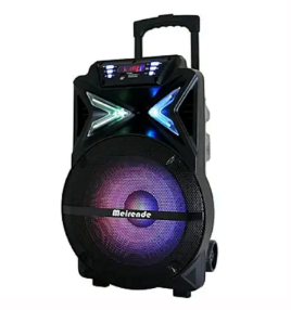 MR-601 15-Inch Portable Bluetooth Karaoke Speaker System with 2 Wireless Microphones, Digital LED Display, FM Radio, USB/TF/SD Inputs, 180W Max Output, 30W RMS, 12V Rechargeable Battery
