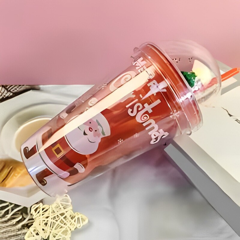 Christmas Water Tumbler 480ml Plastic SANTA saying MERRY CHRISTMAS Glitter Double Walled Cup 3d , Tree On Top Christmas Water Tumbler 480ml Plastic SANTA saying MERRY CHRISTMAS Glitter Double Walled Cup 3d , Tree On Top