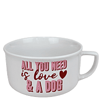 Coffee Mug Dog Bowl – "All You Need is Love & a Dog" Design, Ceramic Bowl for Pets with Fun and Heartwarming Message Coffee Mug Dog Bowl – "All You Need is Love & a Dog" Design, Ceramic Bowl for Pets with Fun and Heartwarming Message