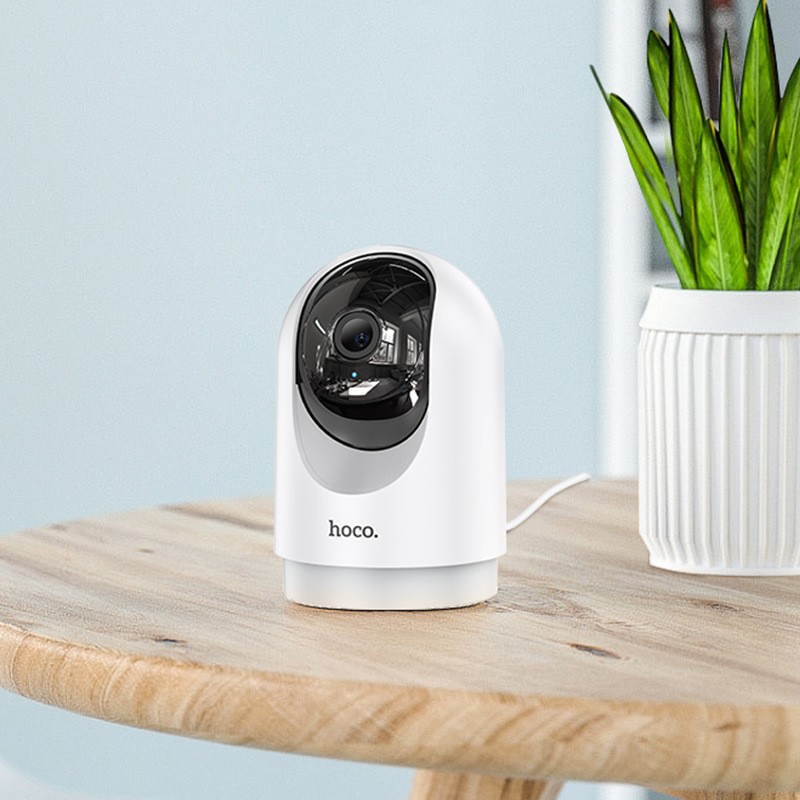 Hoco D1 Indoor PTZ Smart Security Camera – 3 MP Full-HD (2304 × 1296) Resolution, Dual-Gimbal 355°/110° Pan-Tilt, Two-Way Audio, Infrared Night Vision, Digital WDR & 3D Noise Reduction