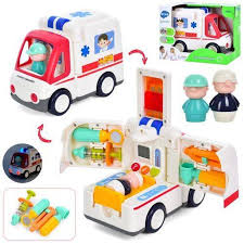 Hola BO Ambulance Toy with Lights & Sounds and Medical Tools – Interactive Educational Rescue Vehicle Playset for Kids