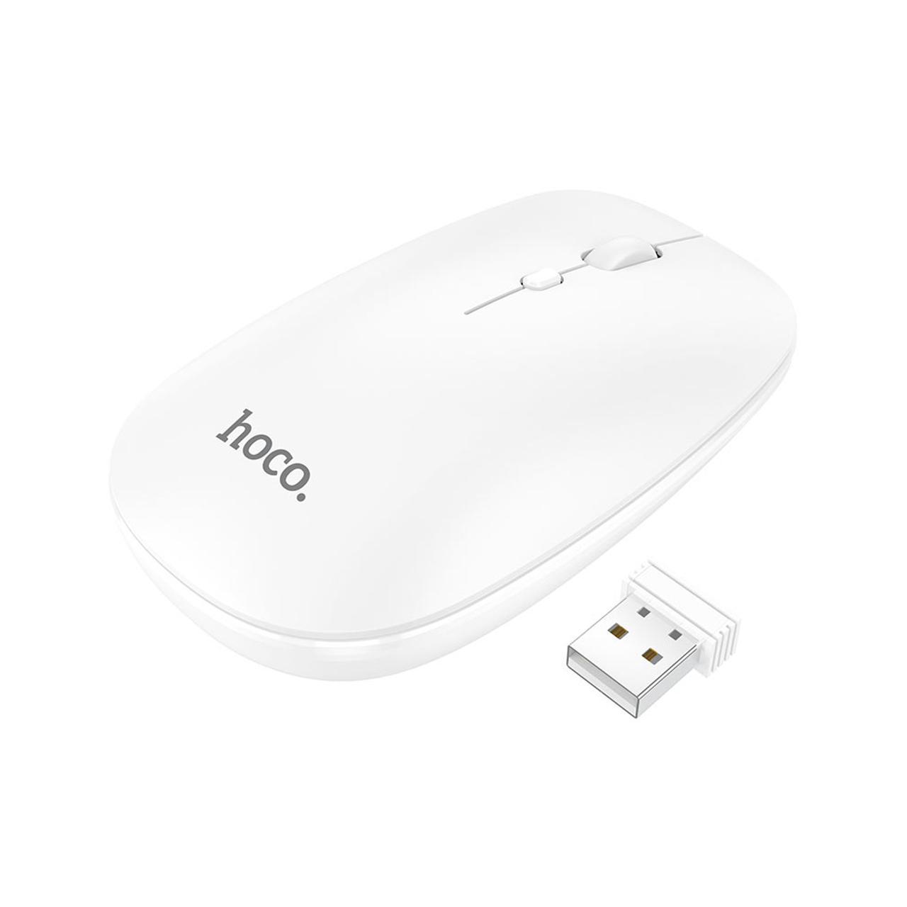 HOCO GM15 Wireless Mouse (White) – Ergonomic & Lightweight 2.4G Optical Mouse with 1200 DPI, 3D Buttons, Long Lifespan, and USB Compatibility for Laptops & Desktops
