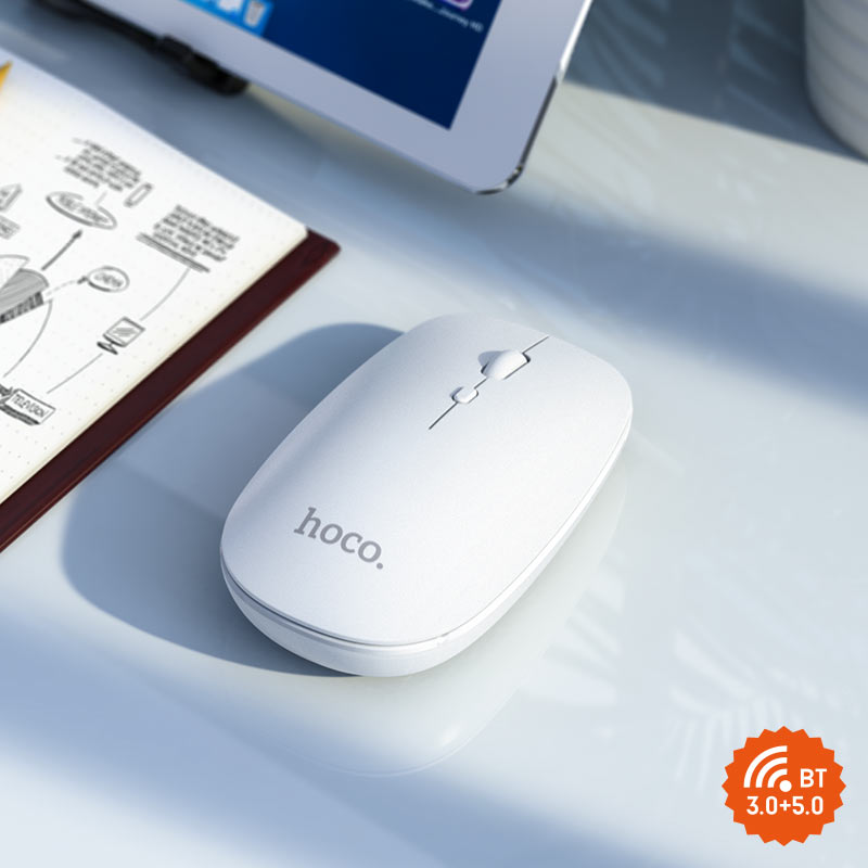 HOCO GM15 Wireless Mouse (White) – Ergonomic & Lightweight 2.4G Optical Mouse with 1200 DPI, 3D Buttons, Long Lifespan, and USB Compatibility for Laptops & Desktops