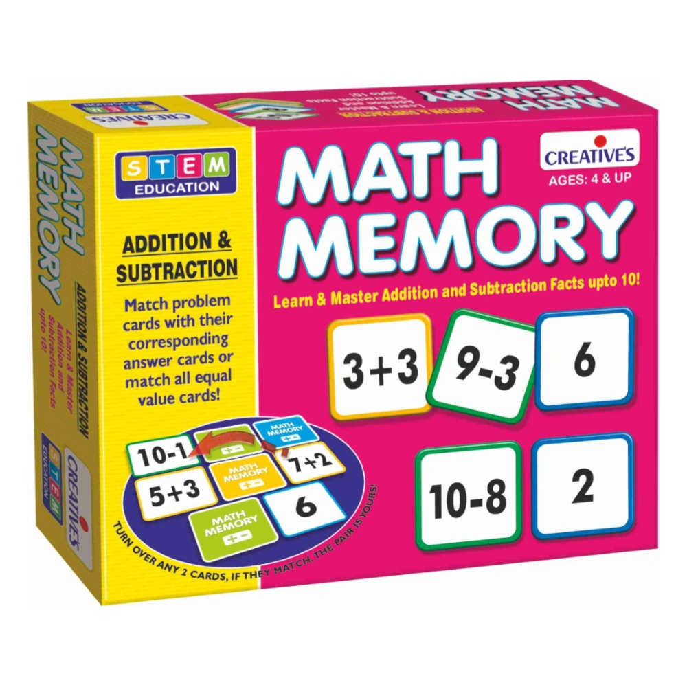 CREATIVE Math Memory- Addition & Subtraction โ An Interactive Educational Game to Improve Arithmetic Skills, Memory, and Cognitive Development for Young Learners CREATIVE Math Memory- Addition & Subtraction โ An Interactive Educational Game to Improve Arithmetic Skills, Memory, and Cognitive Development for Young Learners