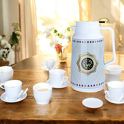 DAY DAYS , Oriental Tea & Coffee Vacuum Jug with press Button , White ,  1L EC-R100D