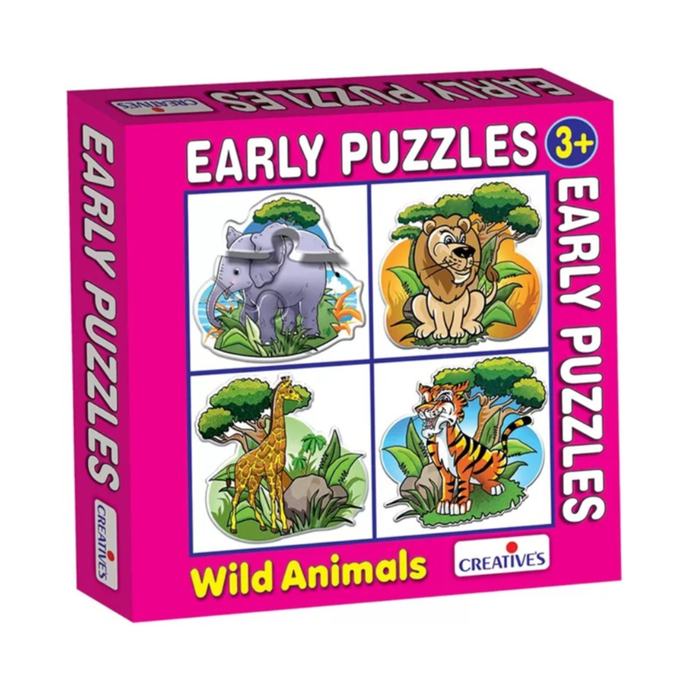 Creative Early Puzzles - Wild Animals: Engaging 6-Piece Educational Puzzle Set for Young Learners to Discover the Fascinating World of Wild Animals and Develop Cognitive Skills