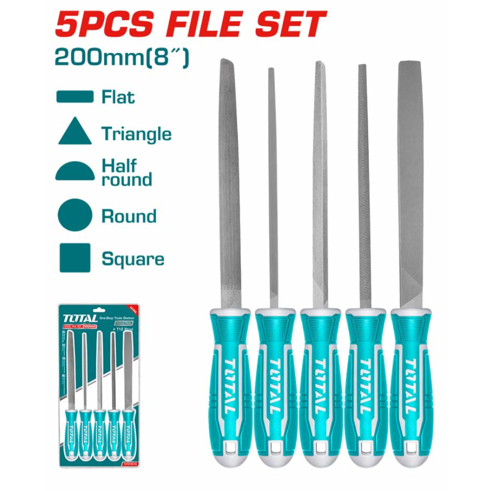 THT918516 5 Pcs Steel File Set – T12 Steel, Industrial-Grade Files for Precision and Durability in Metalworking