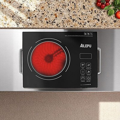 AILEPU ALP-DT212 3500W Touch Control Electric Infrared Cooker – High-Power Tabletop Hot Plate with A-Grade Crystal Glass, Adjustable Temperature, and Water-Resistant Design