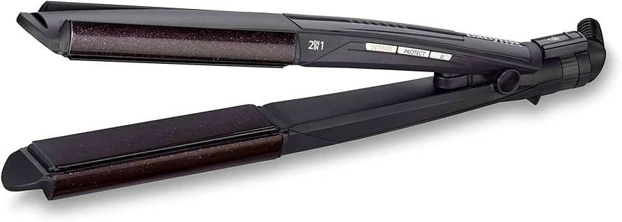BaByliss Keratin Shine 2-in-1 Hair Straightener ST335AE | Keratin Ceramic Coated Plates for Extra Shine | Digital Temperature Display | 6 Adjustable Heat Settings (140°C - 230°C)