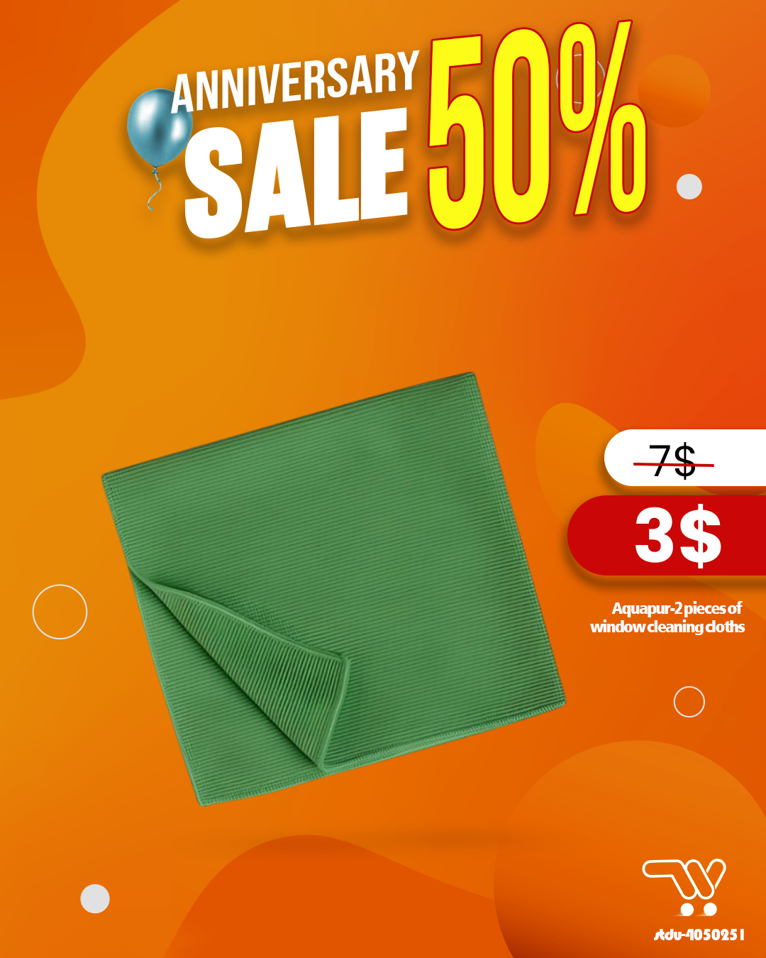Aquapur- 2 pieces of window cleaning cloths (40cm x 45 cm) Aquapur- 2 pieces of window cleaning cloths (40cm x 45 cm)