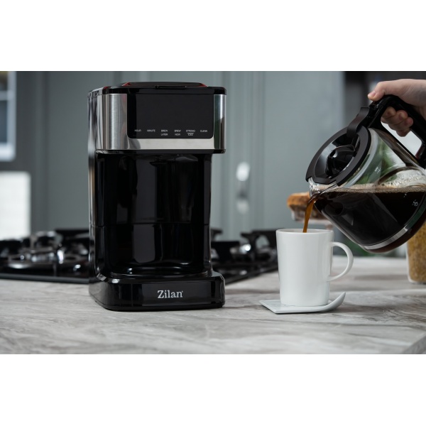 Zilan Drip Coffee Maker, 1.8L (12 Cups), 900W, ZLN9266 — High-Capacity Programmable Coffee Machine with Anti-Drip System, Keep-Warm Function, Washable Filter