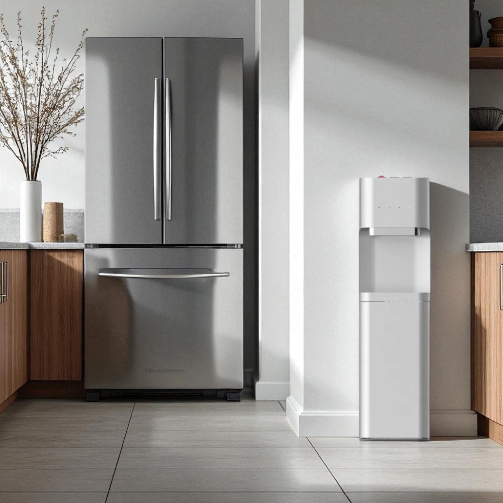 Kaiser Silver Bottom Load Water Dispenser LC38B-S 1AB | Stainless Steel Cold & Hot Tanks | 3 Temperature Taps (Hot, Cold, Ambient) | 420W Heating, 100W Cooling