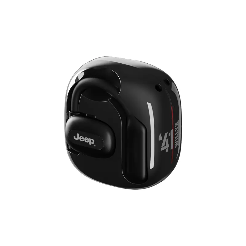 Jeep EC009 Bluetooth Headphones with Fully Open Ear Hook 300-Black – OWS Open-Ear Sport Wireless Headset, Bluetooth V5.3, 12H Playtime, 16.1mm Dynamic Driver, Comfortable Secure Fit