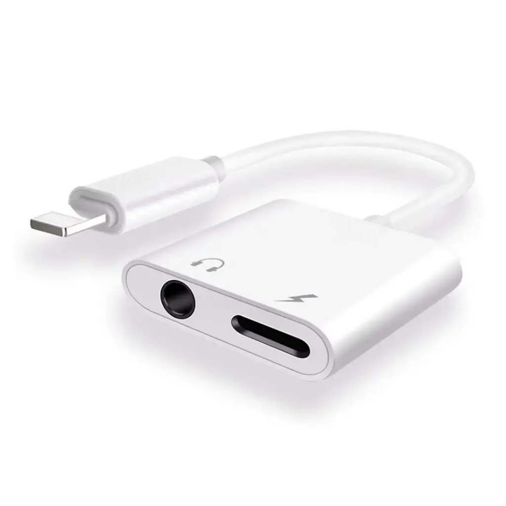 MOXOM MX-AX15 Wireless Lightning to 3.5mm Audio + Lightning Charging Adapter 2-in-1 Splitter for iPhone Supports Simultaneous Charging & Audio Playback Sleek AUX Audio Connector