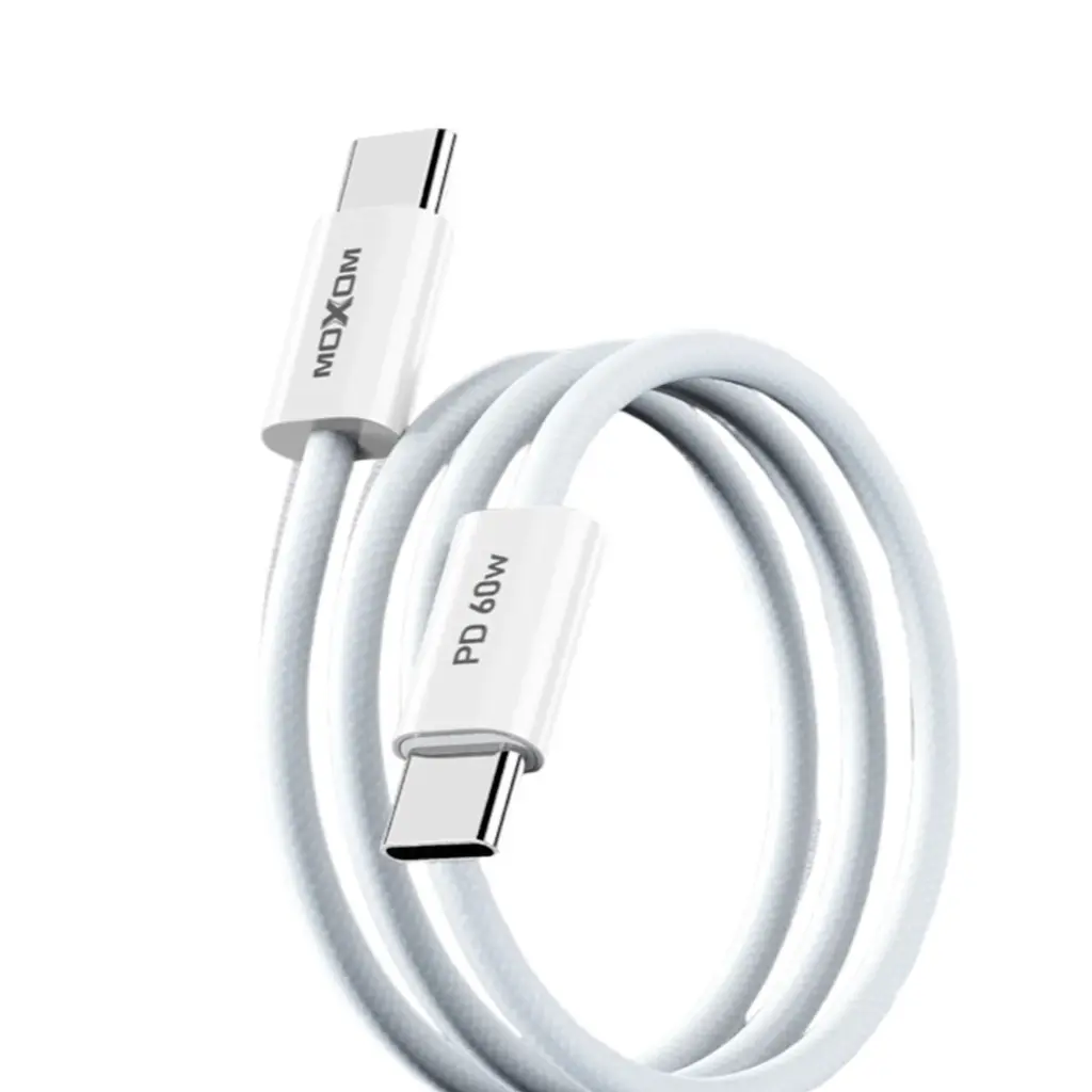 MOXOM MX‑CB238 PD 60 W Type‑C to Type‑C Fast‑Charging Cable (1 m) Nylon‑Braided, High‑Precision Construction 480 Mbps Sync‑&‑Charge Universal USB‑C Compatibility for Phones, Tablets & Laptops