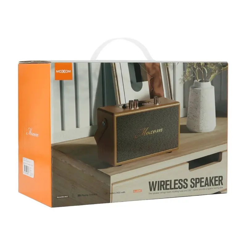MOXOM MX-SK57 Retro Wireless Speaker 20W High-Fidelity Stereo Sound with Classical Vintage Design Bluetooth, TF Card, USB Drive, AUX, TWS, Microphone Support Rich Bass, Multi-Mode Playback