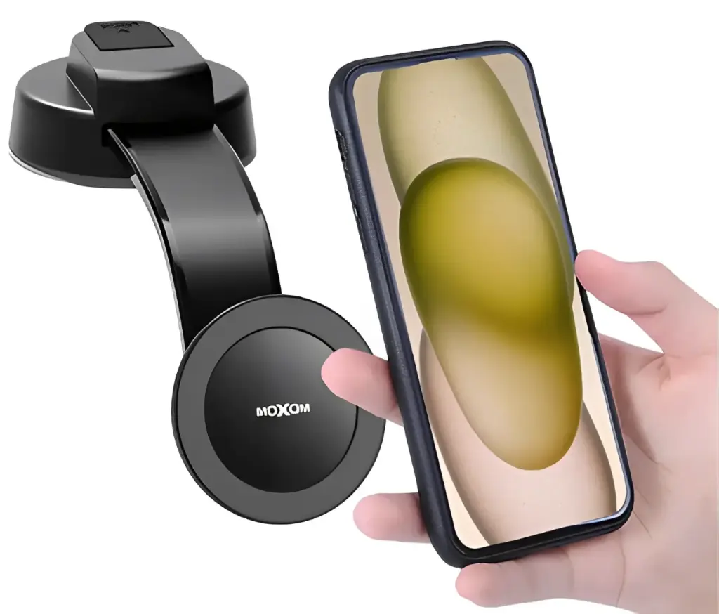 Moxom MX‑VS111 All‑Terrain Magnetic Dashboard & Windshield Phone Holder 360° Pivoting Arm Industrial‑Grade ABS/Silicone/PC Build Neodymium Magnet Lock