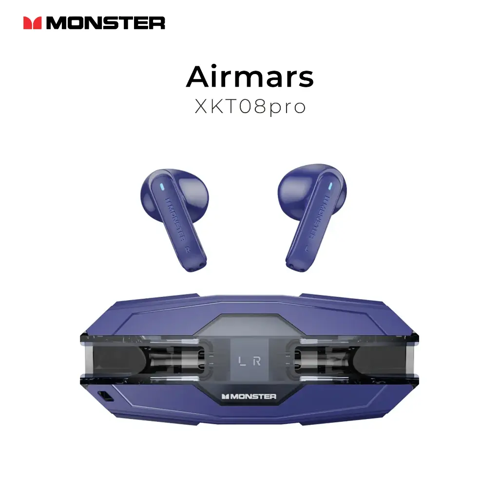 Monster Airmars XKT08 Pro Wireless Gaming Headphone (Dark Blue) – Stylish Cool Design with Bluetooth 5.3, HD Calls, ENC Noise Reduction Microphone, Intelligent Touch Control