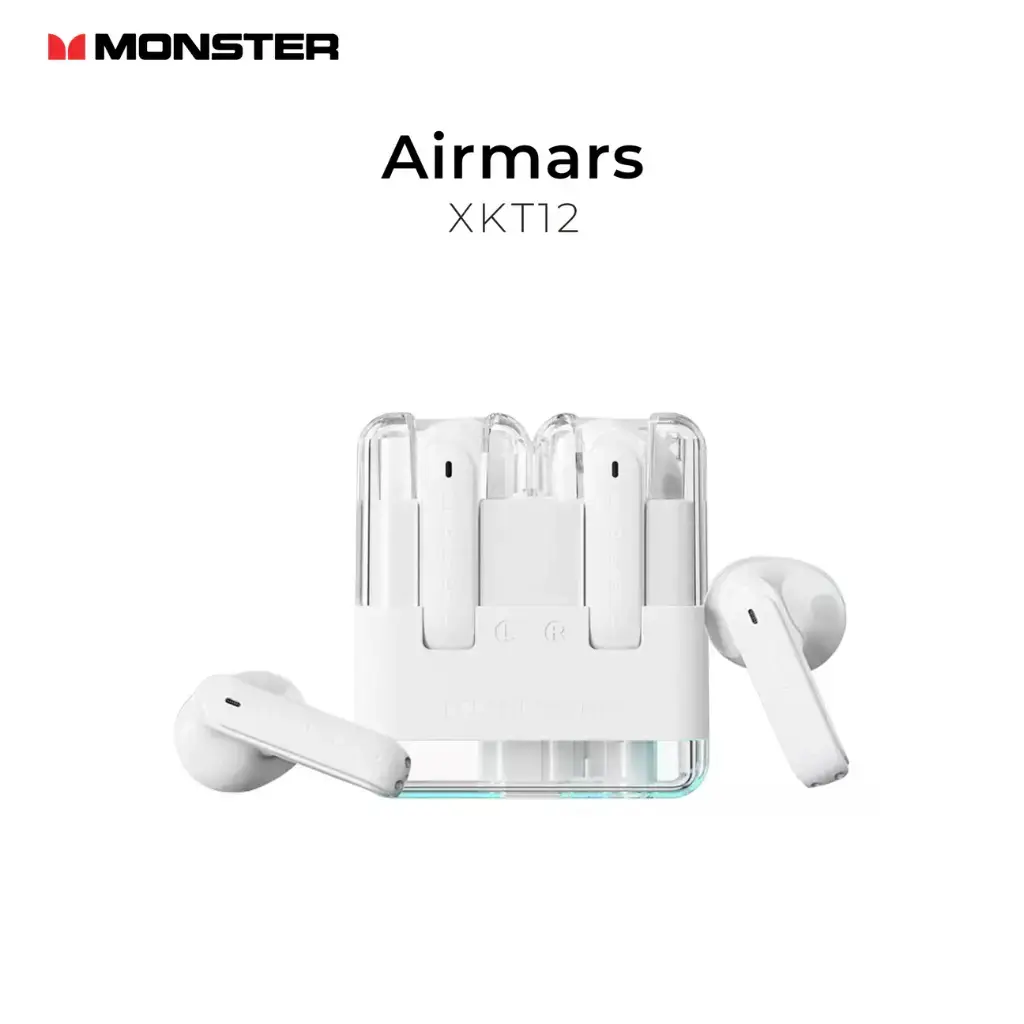 Monster Airmars XKT12 Wireless Gaming Headphone – Cool Mechanic Appearance RGB Lighting Effect Dual Mic ENC Algorithm for Clear Calls Low Latency Mode for Gaming
