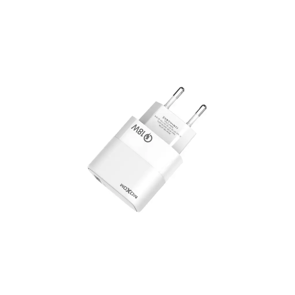 MOXOM MX-HC138 18W USB Type-C Fast Charger – Compact High-Speed Wall Adapter for Phones, Tablets, and Laptops – White Color, Universal Compatibility