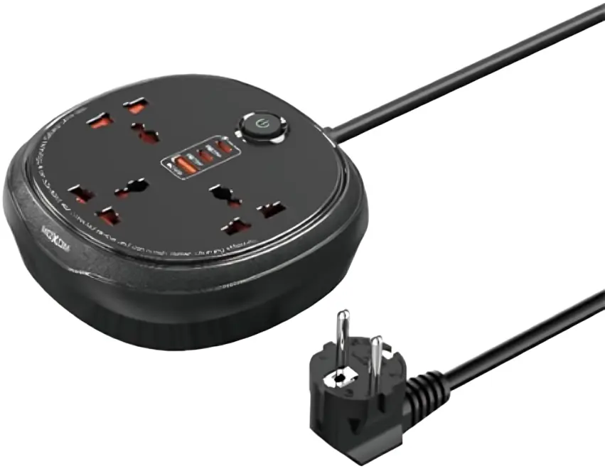 MX‑ST127 Multi‑Device Extension Lead Power Strip – 120 W Type‑M Plug, Black‑White, Ultra‑Light 200 g, Wide‑Spacing Outlets & Safety‑First Design for Home, Office, or Travel