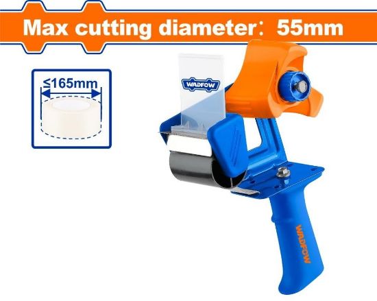 Heavy-Duty Tape Dispenser with Adjustable Brake Knob – Max Cutting Diameter 55mm | Fits Tape Rolls up to 135mm Outer Diameter Metal Flap for Easy Threading