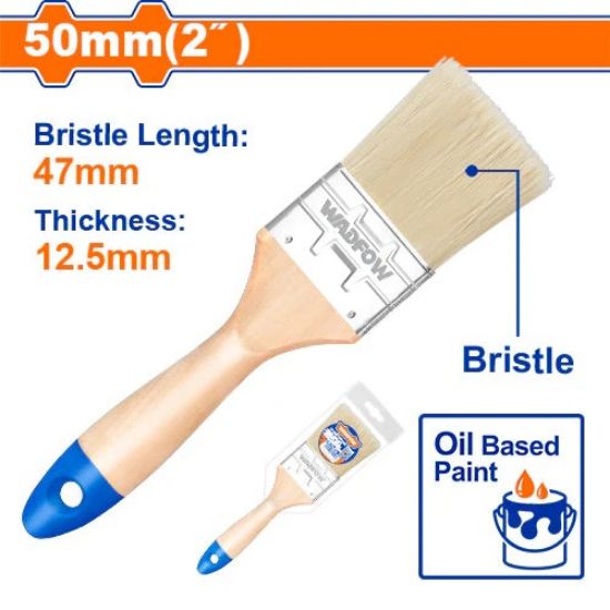 2” (50mm) Oil-Based Paint Brush with 47mm Bristle Length – Thick 12.5mm Bristle Profile – Durable Wooden Handle for Comfortable Grip