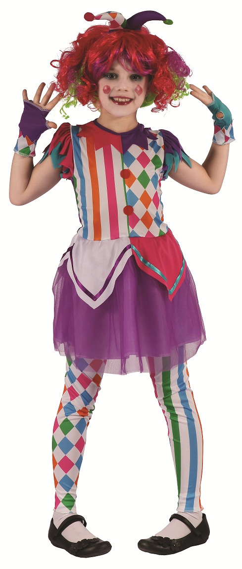 LUCIDA Scary Rainbow Clown Costume – Small (110-120cm), Medium (120-130cm), Large (130-140cm)