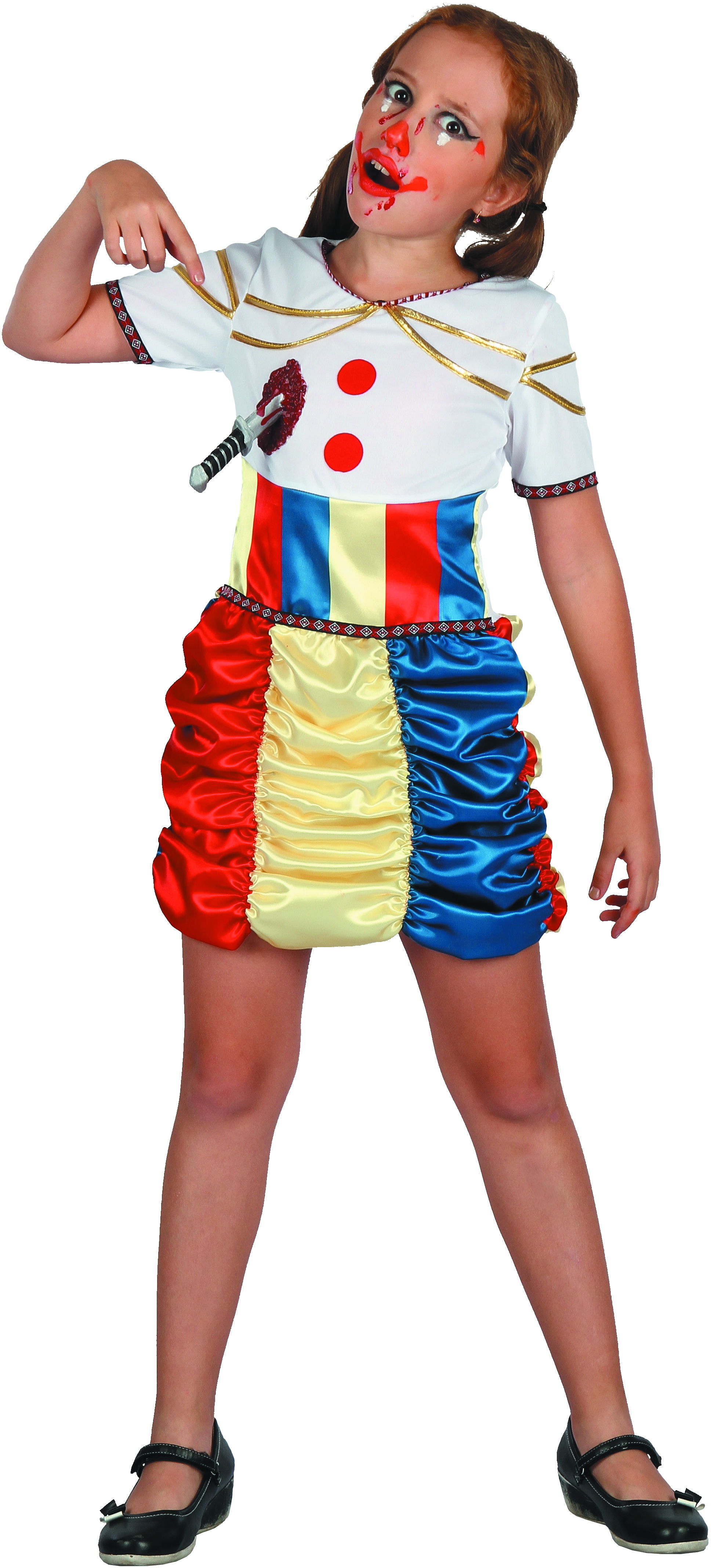 LUCIDA Zombie Clown Costume for Kids – Extra Large Scary Halloween Outfit