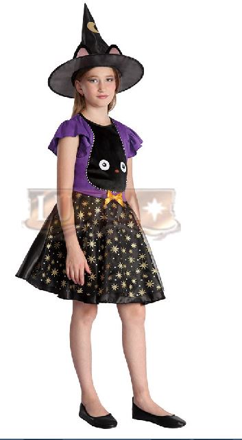 LUCIDA Witch Costume for Kids – Purple & Black Halloween Dress with Magical Style