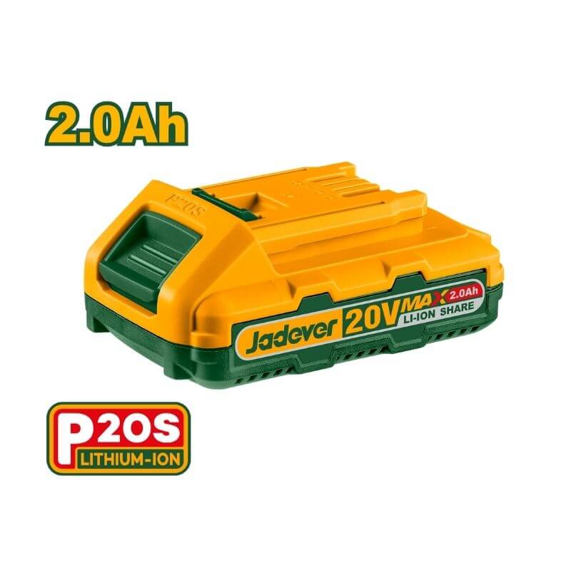 JADEVER JDLBP520 20 V Lithium-Ion 2.0 Ah Battery Pack with LED Power Indicator โ Compatible with P20S Tool Series JADEVER JDLBP520 20 V Lithium-Ion 2.0 Ah Battery Pack with LED Power Indicator โ Compatible with P20S Tool Series