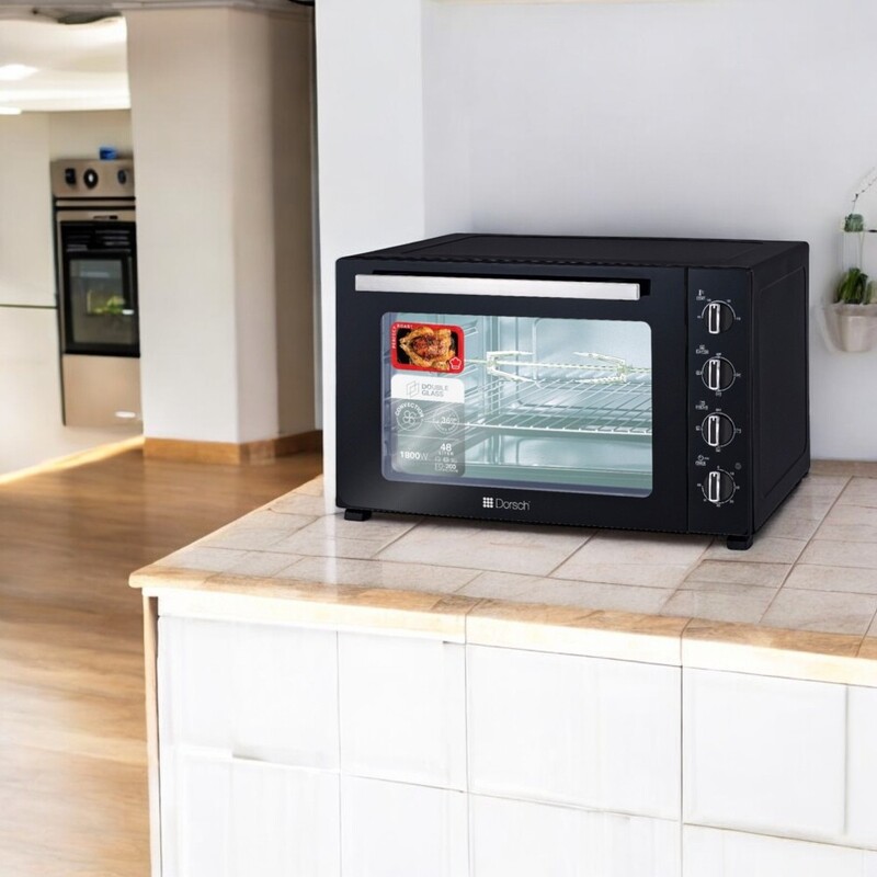 Dorsh 48L Electric Oven DH-07851 with Convection, Double Glass Door, Adjustable Temperature Control, Timer & Multi-Function Cooking Dorsh 48L Electric Oven DH-07851 with Convection, Double Glass Door, Adjustable Temperature Control, Timer & Multi-Function Cooking