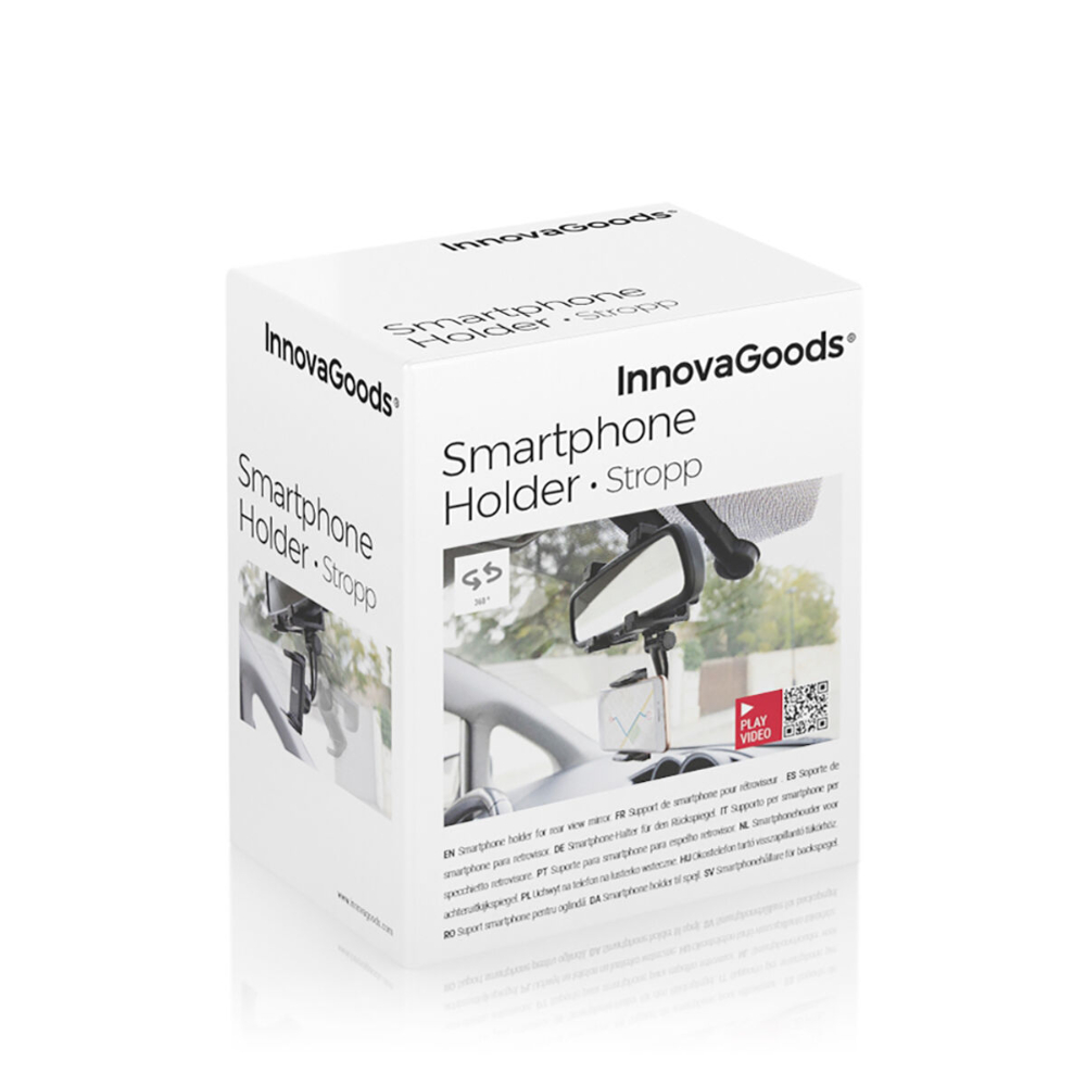 InnovaGoods Smartphone Holder For Rearview Mirror Stropp, V0103557, Durable plastic and rubber components, Lightweight for easy handling (around 150-250 grams) InnovaGoods Smartphone Holder For Rearview Mirror Stropp, V0103557, Durable plastic and rubber components, Lightweight for easy handling (around 150-250 grams)