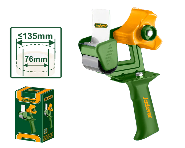 JADEVER JDXQ1A01 โ Heavy-Duty Manual Tape Gun Dispenser for 55 mm Wide Tape, Adjustable Brake & 135 mm Maximum Reel Diameter JADEVER JDXQ1A01 โ Heavy-Duty Manual Tape Gun Dispenser for 55 mm Wide Tape, Adjustable Brake & 135 mm Maximum Reel Diameter