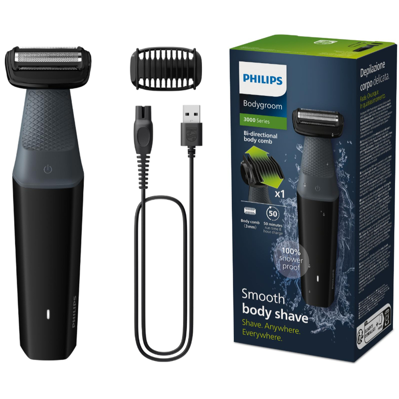 Philips Bodygroom Series 3000 Showerproof Groin and Body Trimmer BG3017/01 – Safe, Skin-Friendly Design and 50-Minute Cordless Use for Precision Grooming Philips Bodygroom Series 3000 Showerproof Groin and Body Trimmer BG3017/01 – Safe, Skin-Friendly Design and 50-Minute Cordless Use for Precision Grooming